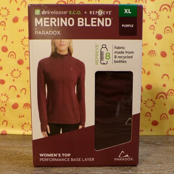 PARADOX Merino Blend NWT Women's Purple Top Performance Base Layer - Size XL - Picture 1 of 5